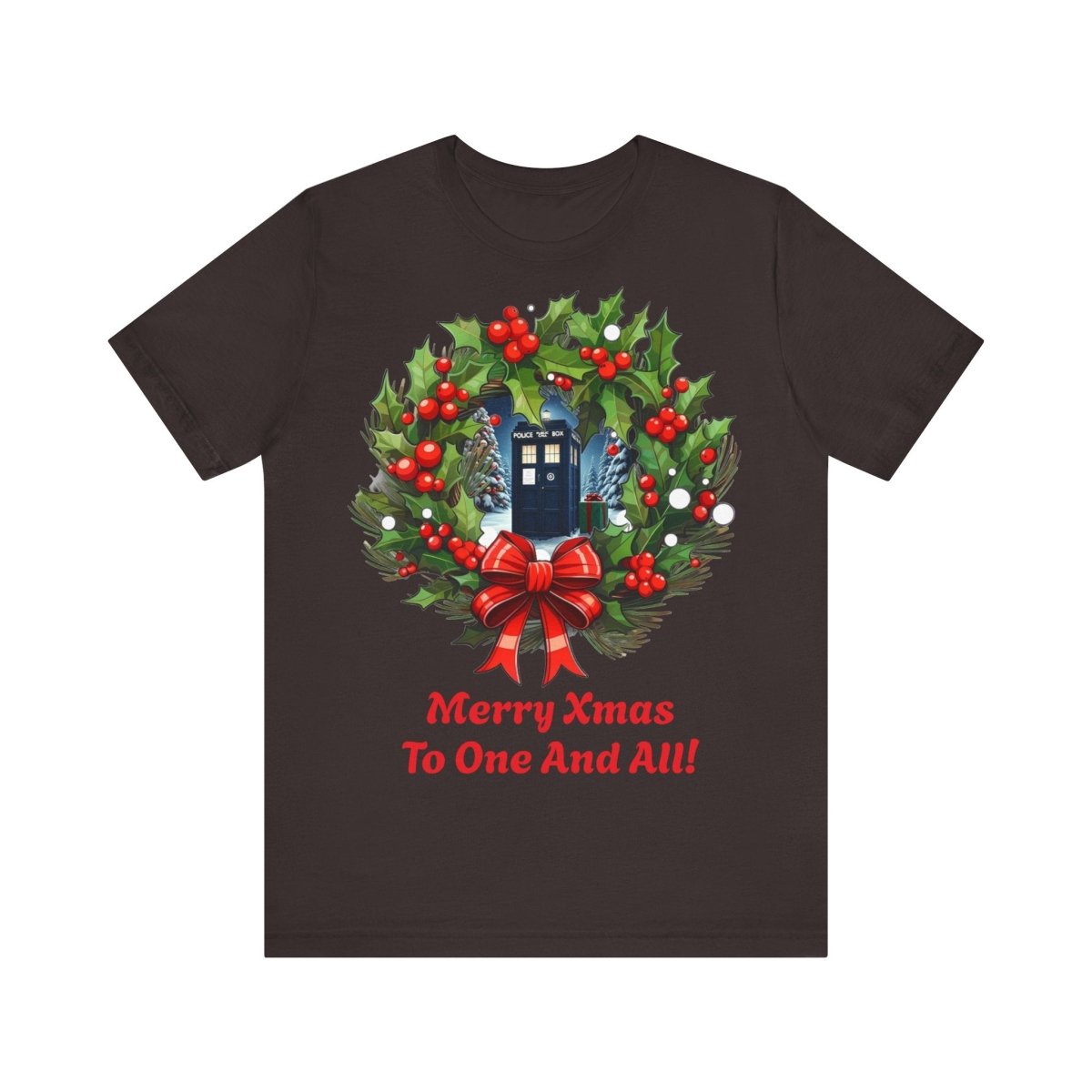 TARDIS Xmas Wreath T-shirt - soapbox169 - A Little Gift Shop