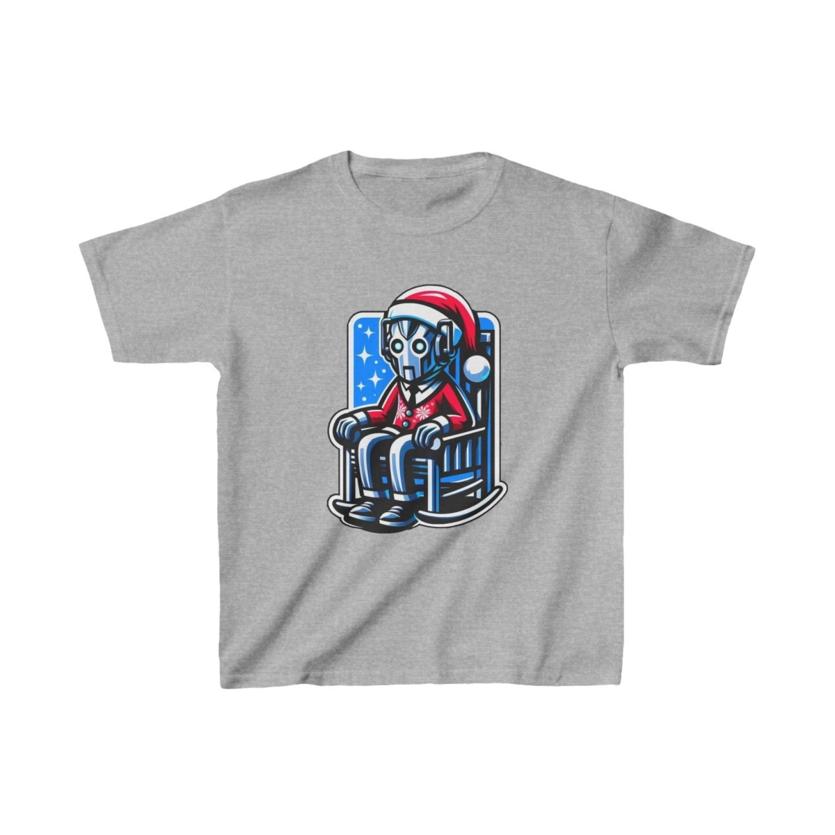 Very tired Cyberman Santa in rocking chair - Kids Heavy Cotton T-shirt - soapbox169 - A Little Gift Shop