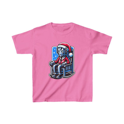 Very tired Cyberman Santa in rocking chair - Kids Heavy Cotton T-shirt - soapbox169 - A Little Gift Shop