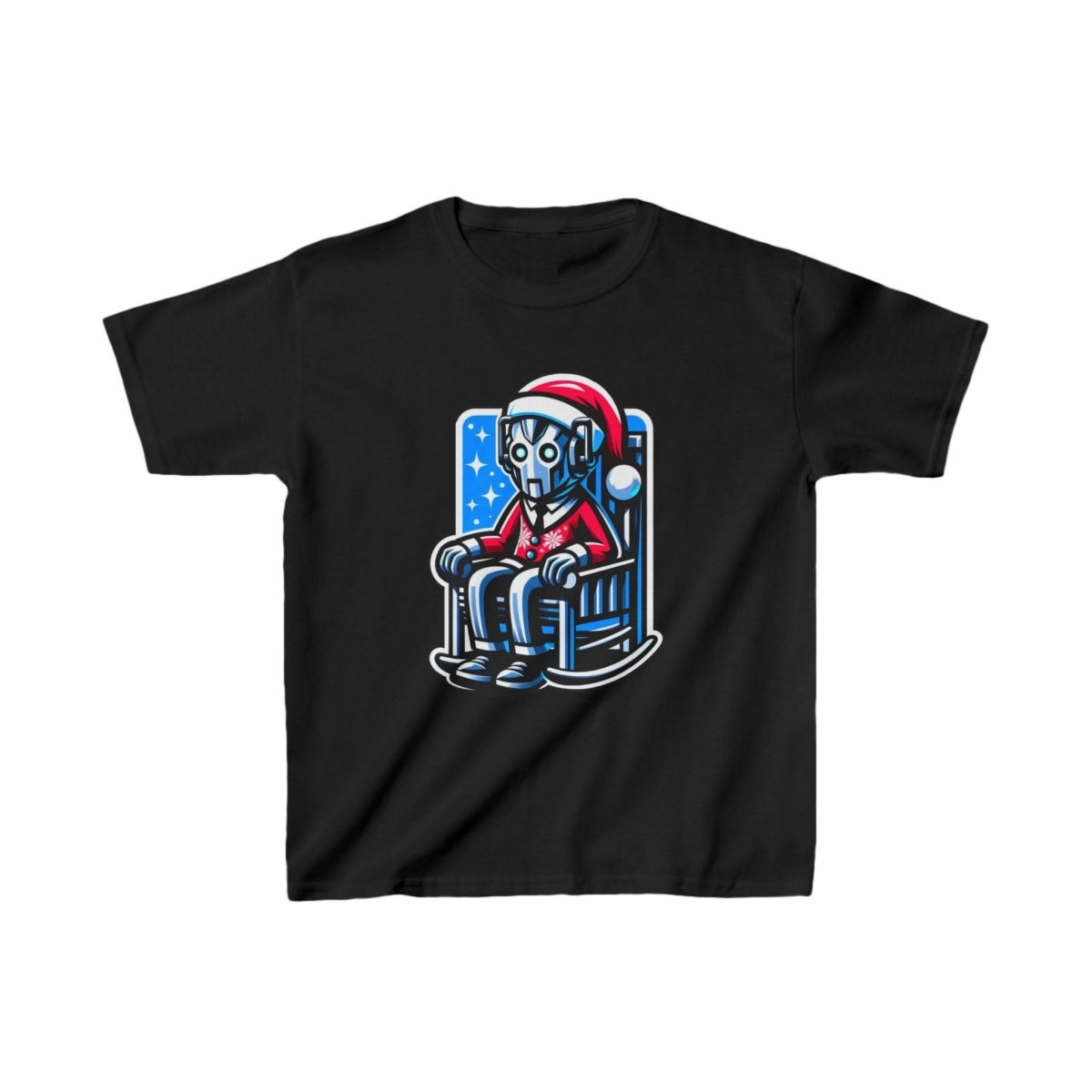 Very tired Cyberman Santa in rocking chair - Kids Heavy Cotton T-shirt - soapbox169 - A Little Gift Shop