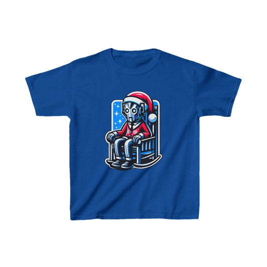Very tired Cyberman Santa in rocking chair - Kids Heavy Cotton T-shirt - soapbox169 - A Little Gift Shop