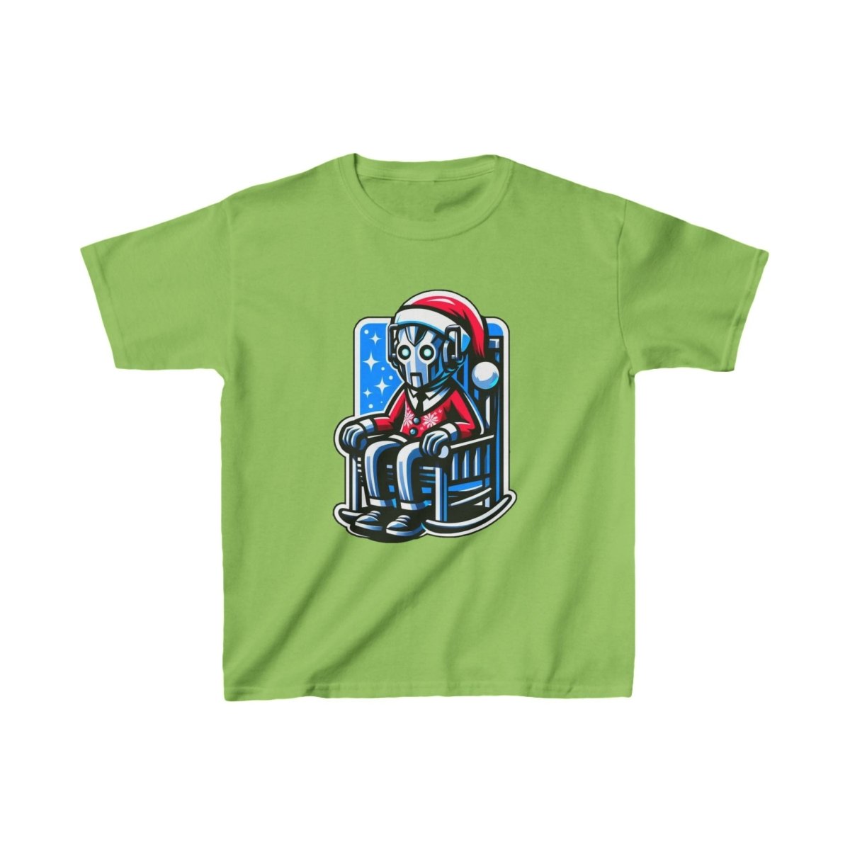 Very tired Cyberman Santa in rocking chair - Kids Heavy Cotton T-shirt - soapbox169 - A Little Gift Shop