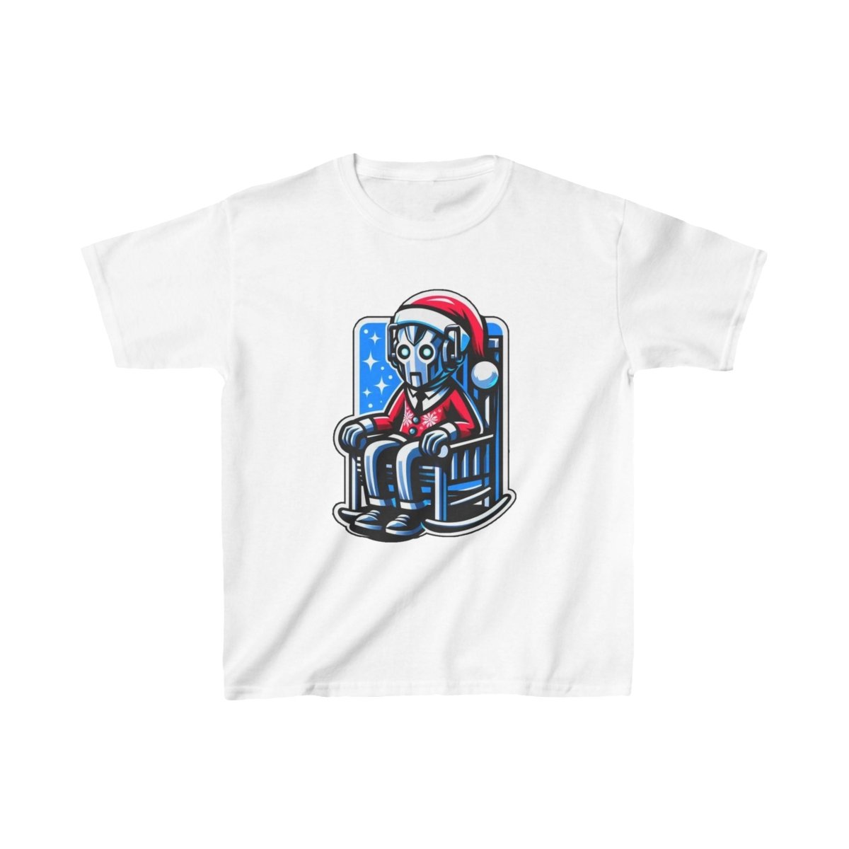 Very tired Cyberman Santa in rocking chair - Kids Heavy Cotton T-shirt - soapbox169 - A Little Gift Shop