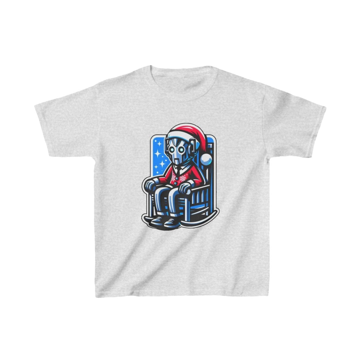 Very tired Cyberman Santa in rocking chair - Kids Heavy Cotton T-shirt - soapbox169 - A Little Gift Shop