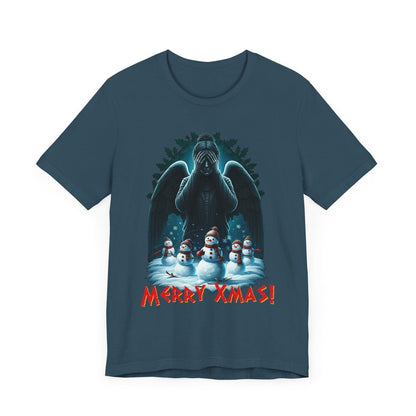 Weeping Angel with Snowmen - Heavy Cotton T-shirt - soapbox169 - A Little Gift Shop
