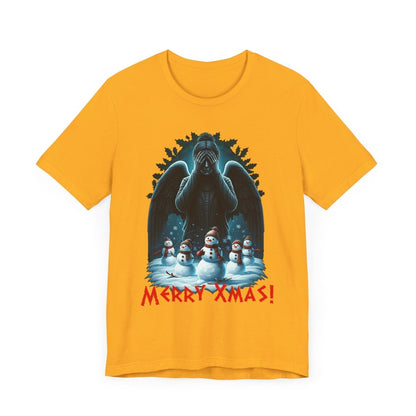 Weeping Angel with Snowmen - Heavy Cotton T-shirt - soapbox169 - A Little Gift Shop