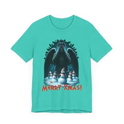 Weeping Angel with Snowmen - Heavy Cotton T-shirt - soapbox169 - A Little Gift Shop